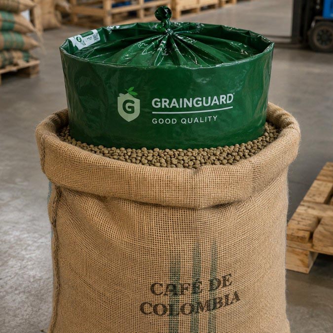 Forro hermético de yute en grano de café verde Forro hermético de yute en grano de café verde