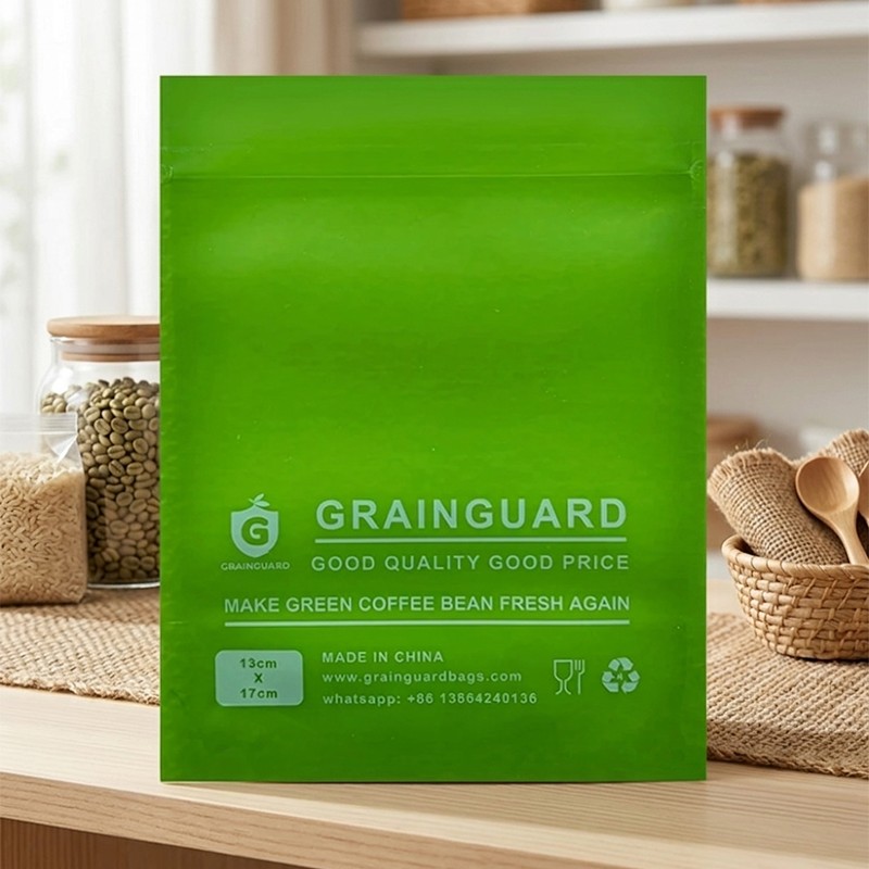 Bolsa de muestra hermética de grano de café verde