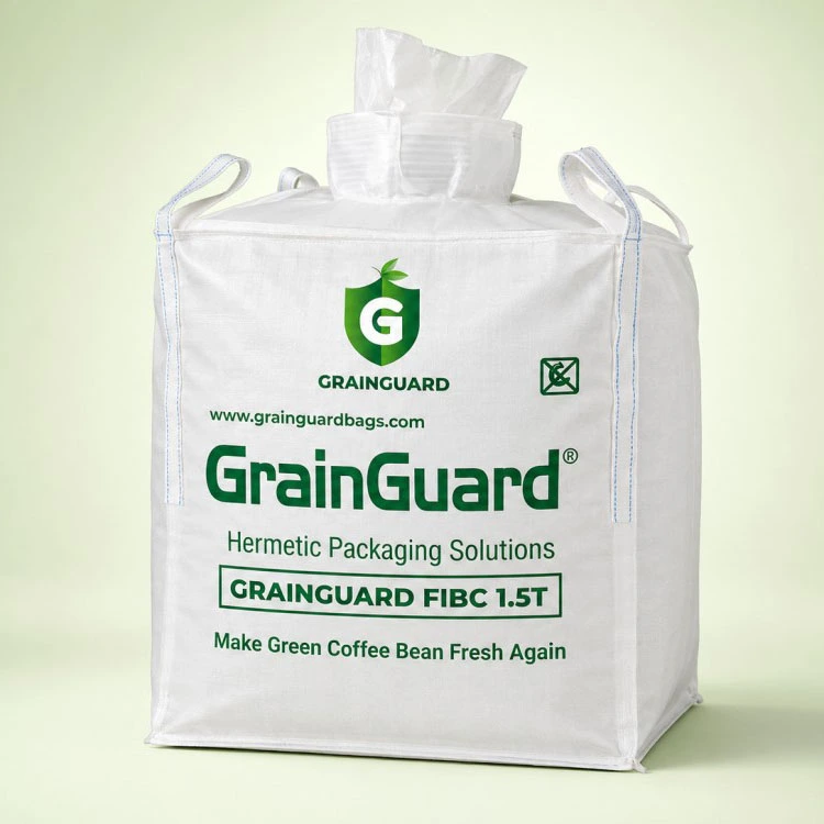 Grano de café verde en bolsa hermética a granel